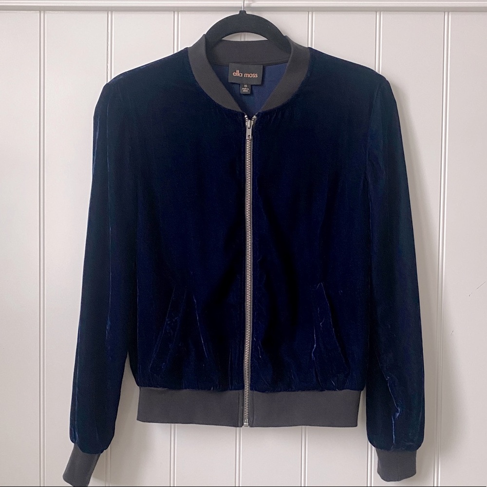 Ella Moss Velvet Bomber Jacket, size XS